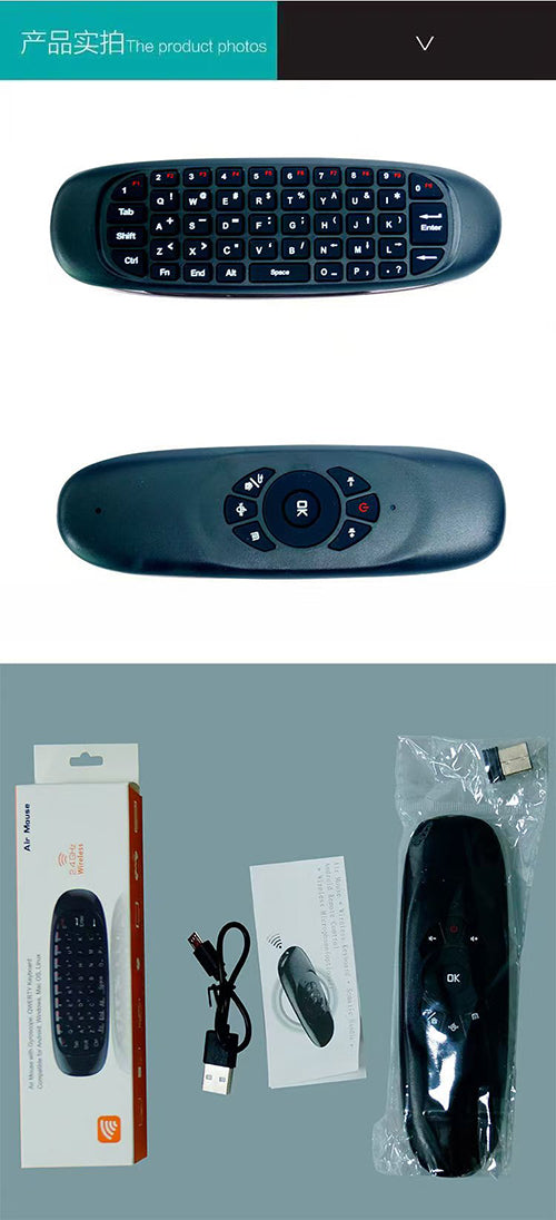 Control Remoto Air Mouse Inalámbrico con Teclado QWERTY 3 en 1