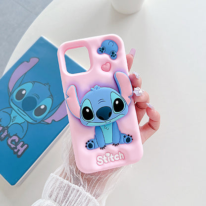 Case 3D de Stitch para Celular con Soporte Plegable y Protección Antigolpes