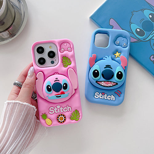 Case 3D de Stitch para Celular con Soporte Plegable y Protección Antigolpes