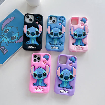 Case 3D de Stitch para Celular con Soporte Plegable y Protección Antigolpes