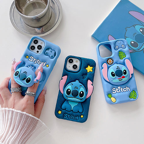 Case 3D de Stitch para Celular con Soporte Plegable y Protección Antigolpes