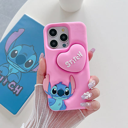 Case 3D de Stitch para Celular con Soporte Plegable y Protección Antigolpes