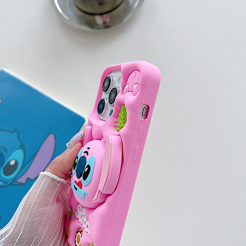 Case 3D de Stitch para Celular con Soporte Plegable y Protección Antigolpes