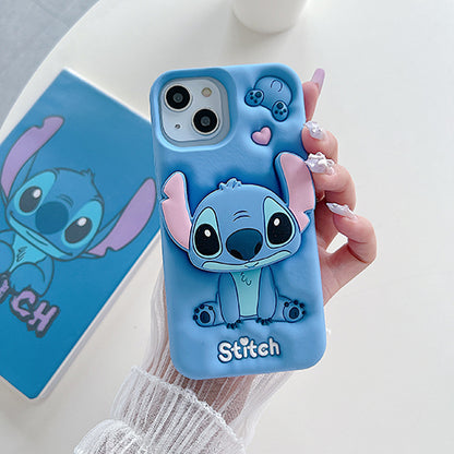 Case 3D de Stitch para Celular con Soporte Plegable y Protección Antigolpes