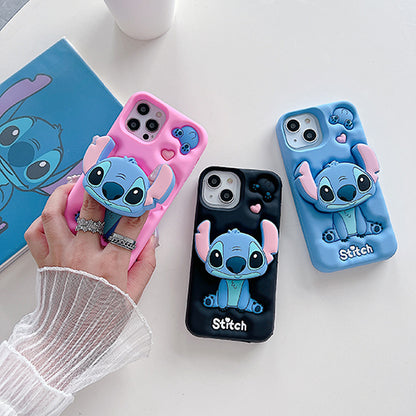 Case 3D de Stitch para Celular con Soporte Plegable y Protección Antigolpes