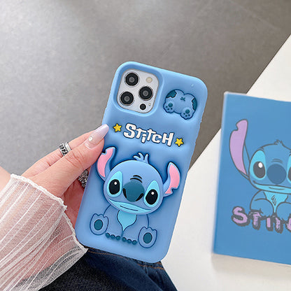 Case 3D de Stitch para Celular con Soporte Plegable y Protección Antigolpes