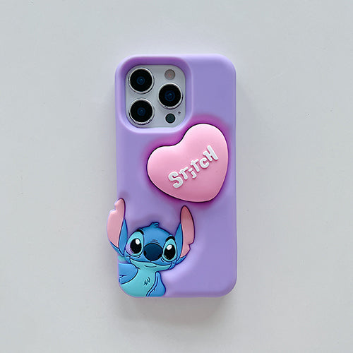 Case 3D de Stitch para Celular con Soporte Plegable y Protección Antigolpes