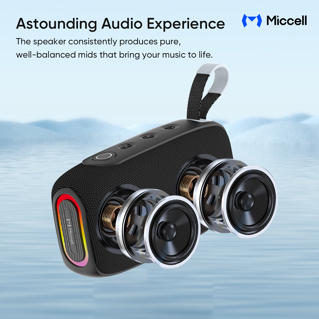 Bocina Inalámbrica Portátil Micell 20W Impermeable IPX7