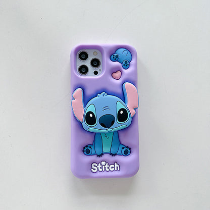 Case 3D de Stitch para Celular con Soporte Plegable y Protección Antigolpes
