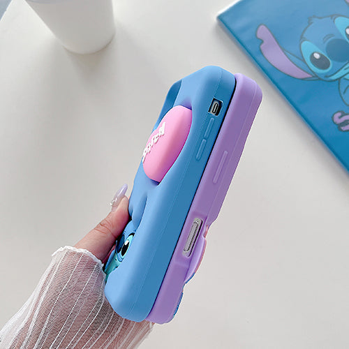 Case 3D de Stitch para Celular con Soporte Plegable y Protección Antigolpes