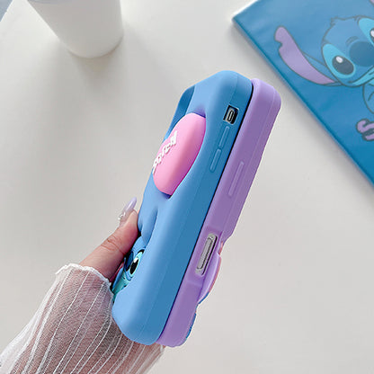 Case 3D de Stitch para Celular con Soporte Plegable y Protección Antigolpes