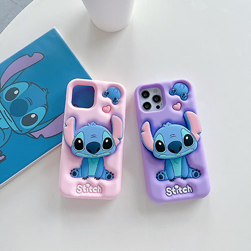 Case 3D de Stitch para Celular con Soporte Plegable y Protección Antigolpes