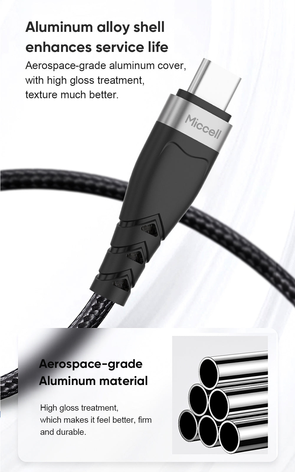 Cable de Carga Rápida 2.4A y Transmisión de Datos Ultra Resistente (480 Mbps)