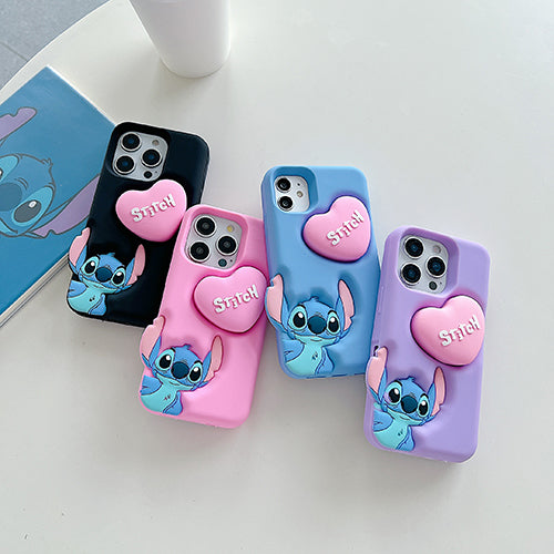 Case 3D de Stitch para Celular con Soporte Plegable y Protección Antigolpes