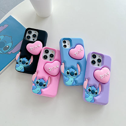 Case 3D de Stitch para Celular con Soporte Plegable y Protección Antigolpes