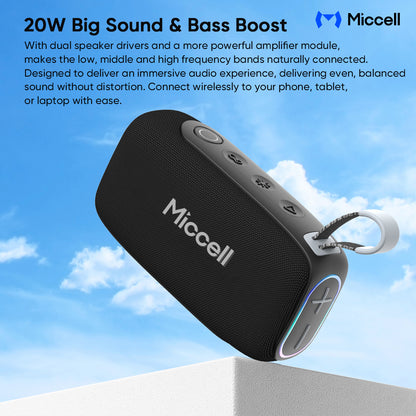 Bocina Inalámbrica Portátil Micell 20W Impermeable IPX7