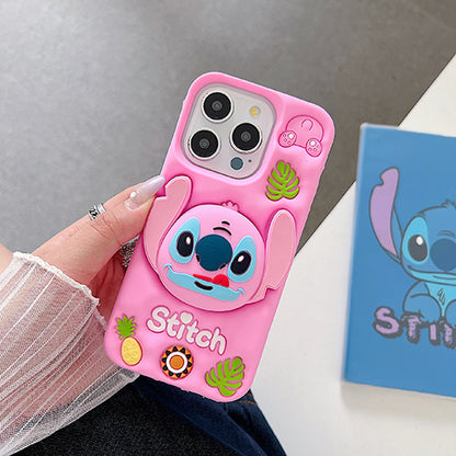 Case 3D de Stitch para Celular con Soporte Plegable y Protección Antigolpes