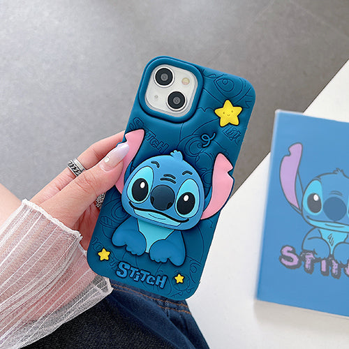 Case 3D de Stitch para Celular con Soporte Plegable y Protección Antigolpes
