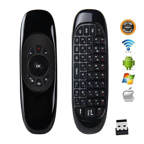 Control Remoto Air Mouse Inalámbrico con Teclado QWERTY 3 en 1