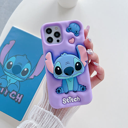 Case 3D de Stitch para Celular con Soporte Plegable y Protección Antigolpes