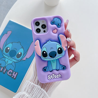 Case 3D de Stitch para Celular con Soporte Plegable y Protección Antigolpes