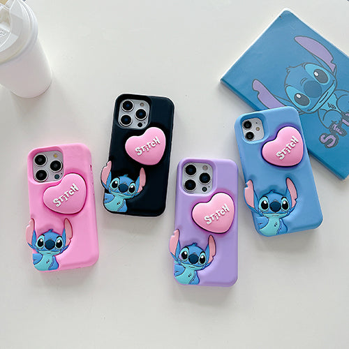 Case 3D de Stitch para Celular con Soporte Plegable y Protección Antigolpes