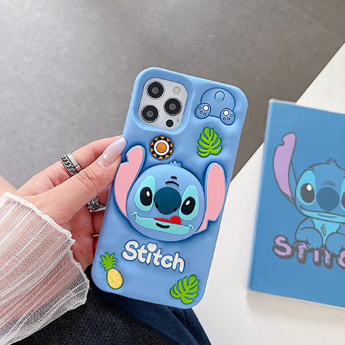Case 3D de Stitch para Celular con Soporte Plegable y Protección Antigolpes