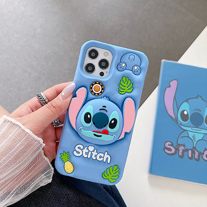 Case 3D de Stitch para Celular con Soporte Plegable y Protección Antigolpes