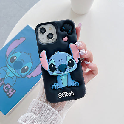 Case 3D de Stitch para Celular con Soporte Plegable y Protección Antigolpes