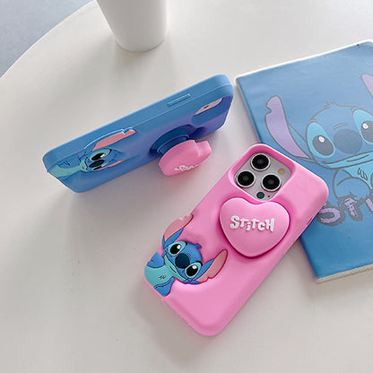 Case 3D de Stitch para Celular con Soporte Plegable y Protección Antigolpes