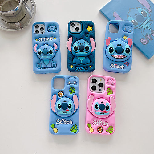 Case 3D de Stitch para Celular con Soporte Plegable y Protección Antigolpes