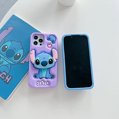 Case 3D de Stitch para Celular con Soporte Plegable y Protección Antigolpes