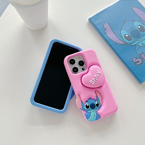 Case 3D de Stitch para Celular con Soporte Plegable y Protección Antigolpes