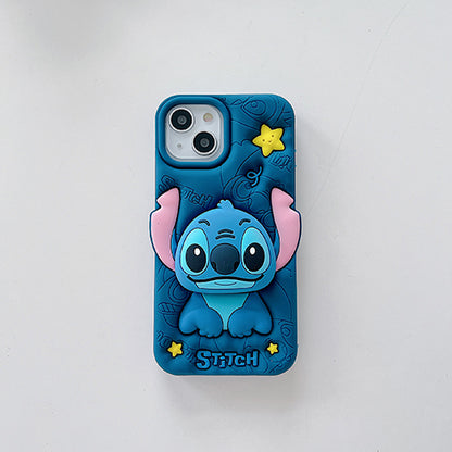 Case 3D de Stitch para Celular con Soporte Plegable y Protección Antigolpes