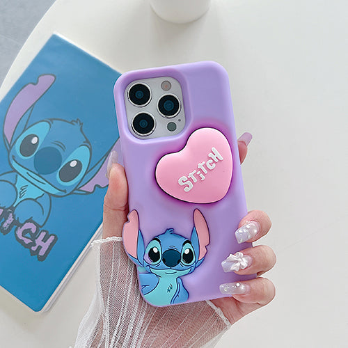 Case 3D de Stitch para Celular con Soporte Plegable y Protección Antigolpes