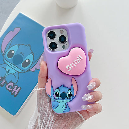 Case 3D de Stitch para Celular con Soporte Plegable y Protección Antigolpes