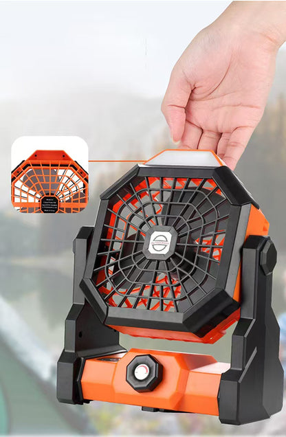 Ventilador Portátil Recargable para Camping con Luz LED Integrada