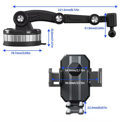 Soporte de Celular para Auto Multiposición con Brazo Extensible y Ventosa de Alto Agarre