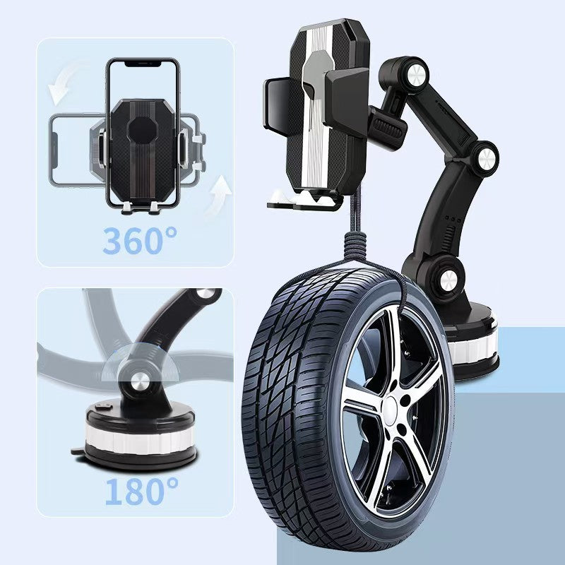 Soporte de Celular para Auto Multiposición con Brazo Extensible y Ventosa de Alto Agarre