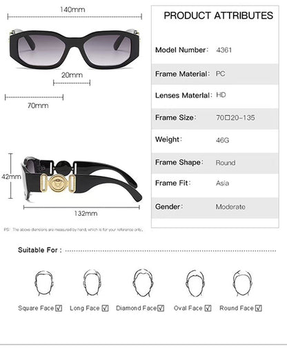 Lentes de Sol Estilo Rectangular Vintage Y2K