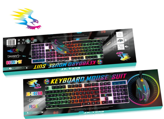 Kit Gamer Teclado Retroiluminado LED y Mouse Ergonómico RGB
